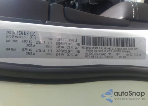 2018 Jeep Grand Cherokee Overland 4X4 z USA, uszkodzony, nr VIN 1C4RJFCG0JC326025